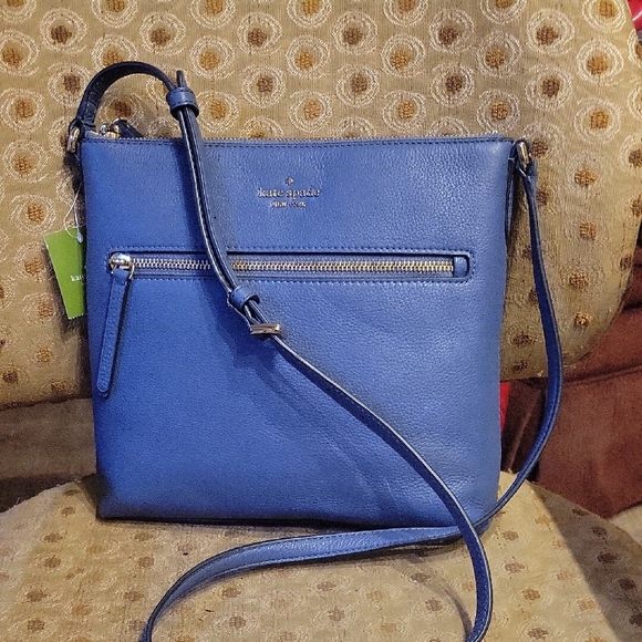Kate Spade Blue Crossbody Bag with Adjustable Strap in pebbled leather - Picture 1 of 8